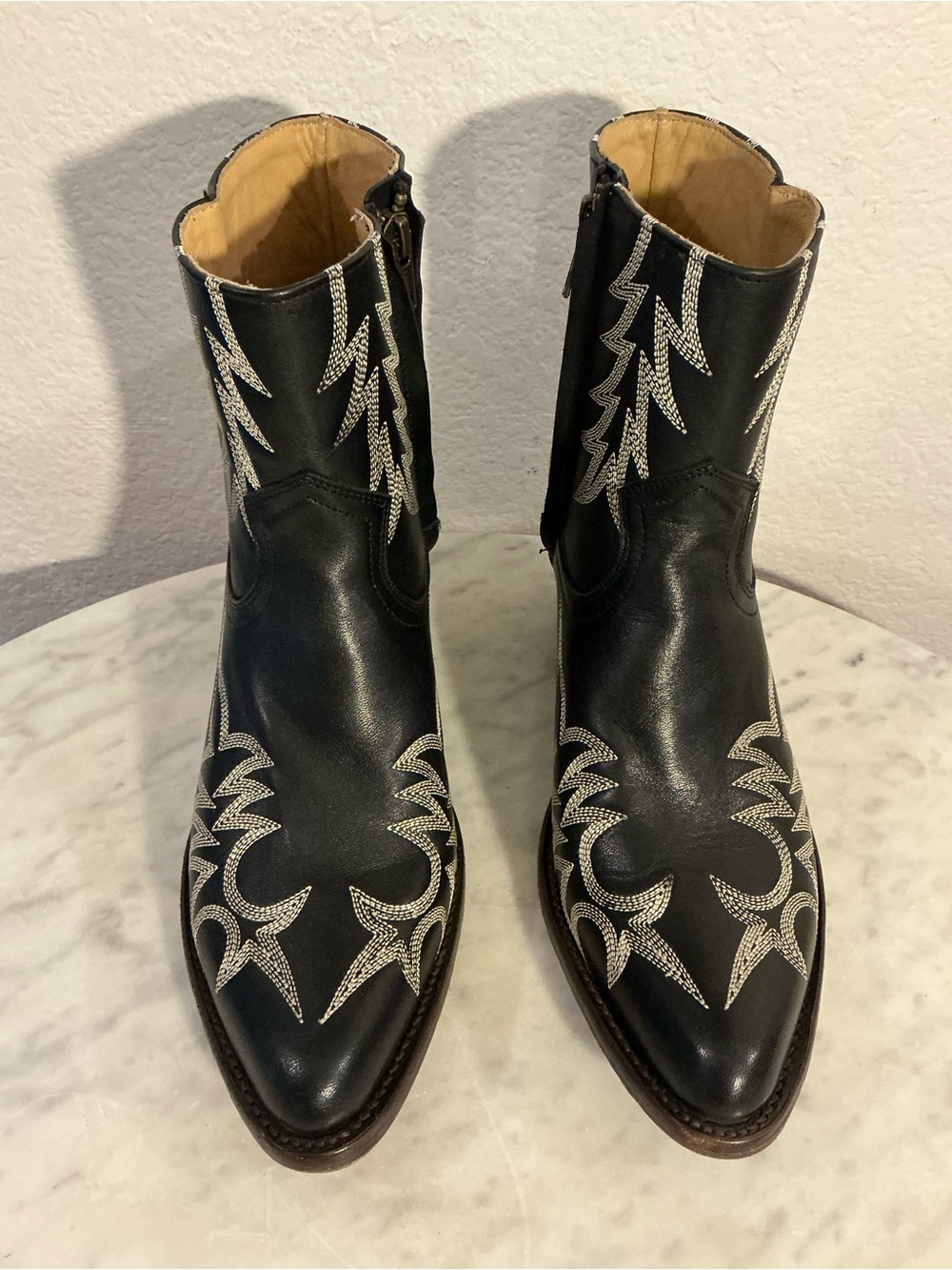 Stetson Black Ankle Western Boots with White Stitching Wm Sz 8.5 - Picture 3 of 17